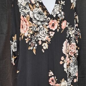 Floral Black Blouse